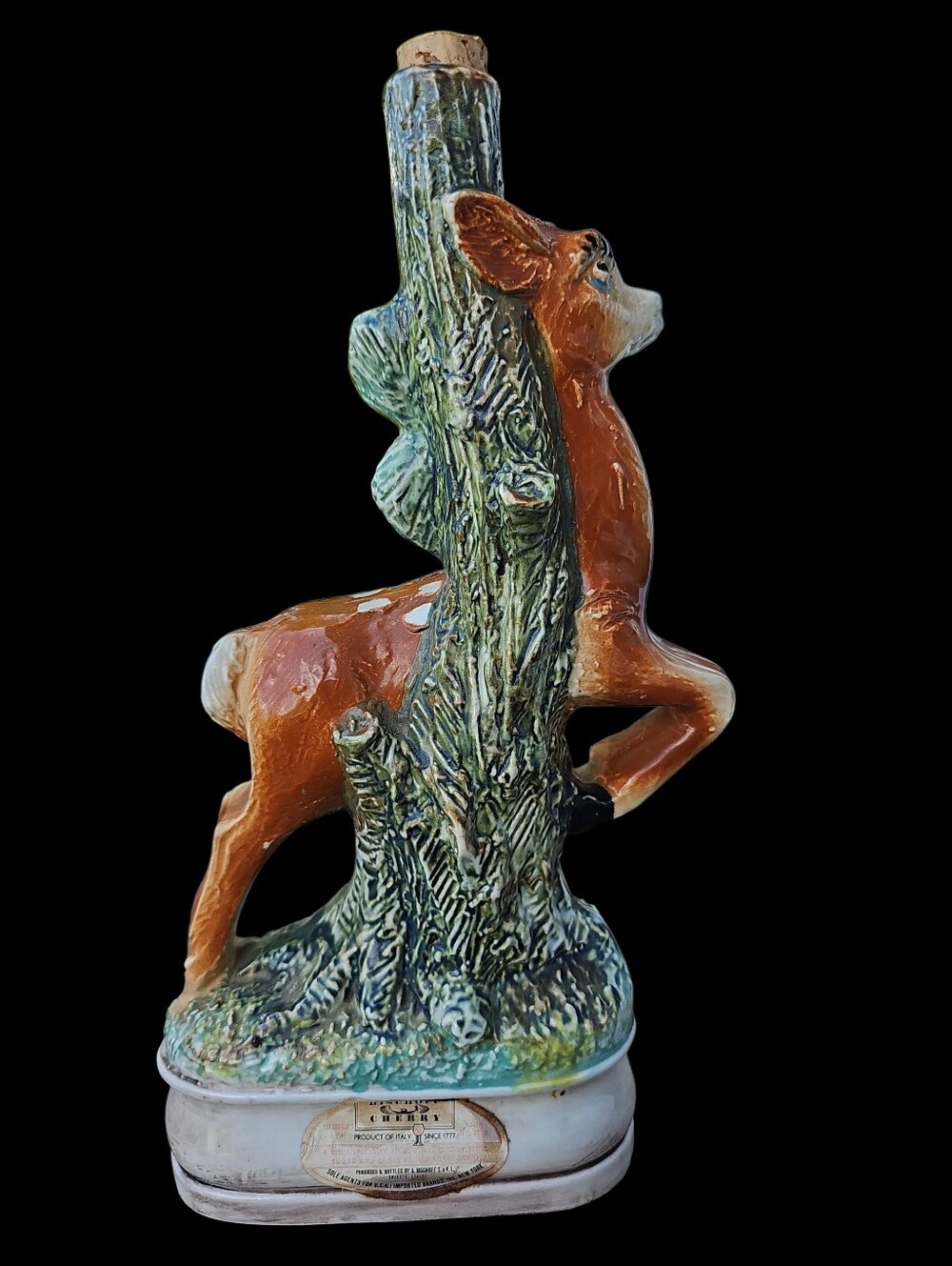 Vintage Bischoff Ceramic Deer Decanter in Brown and Green
